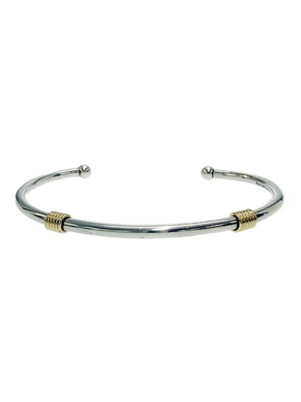 Tiffany & Co Silver Gold Band Wire Bangle Bracelet